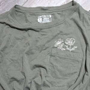Carhartt | Cropped Floral Embroidered, Loose Fit Cotton Blend Pocket Tee